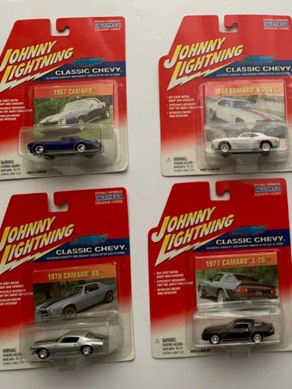 Johnny Lightning Camaro die-cast models   Sold in lot of six (6) cars